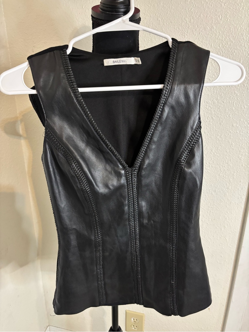 Bailey 44 Black Sleeveless Top with Braided Trim